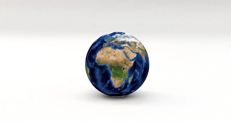 a picture of the earth on a white background, a picture, shutterstock, fine art, africa, digitally painted, highly detailed marble cloth, on a mini world