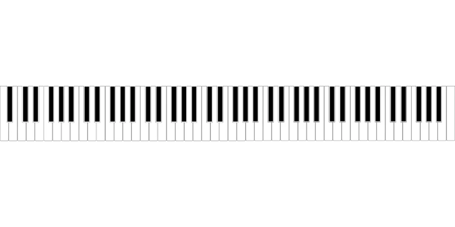 a close up of a piano keyboard on a black background, inspired by Bryan Organ, computer art, 000 — википедия, scanlines, youtube thumbnail, top down view