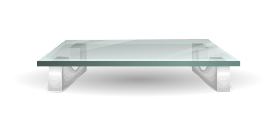 a glass coffee table on a black background, an illustration of, inspired by Thomas Häfner, trending on pixabay, minimalism, shelf, recessed, the monster under the bed, full view blank background