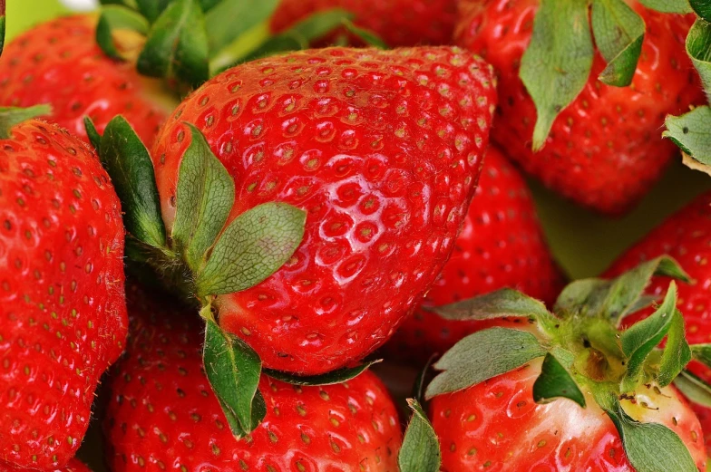 a close up of a bunch of strawberries, a picture, by Jan Stanisławski, pixabay, fantastic realism, avatar image, hyperdetailed, portrait n - 9, mid closeup