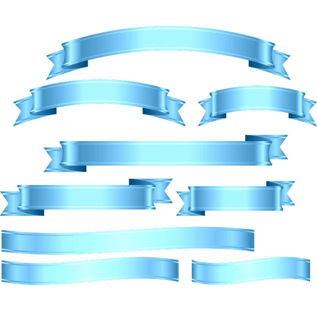 a set of blue ribbons on a black background, digital art, 3 d models, smooth curvilinear design, light-blue steel-plate, lighting path traced