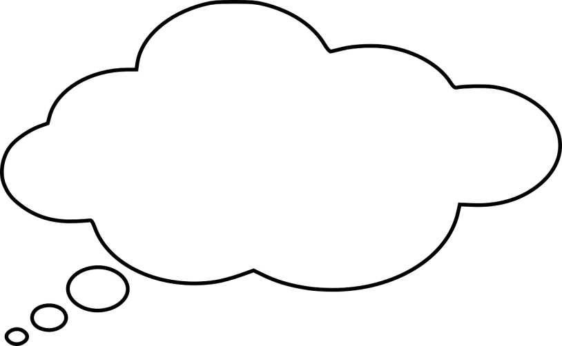 a white thought bubble on a black background, by Ei-Q, deviantart, tall fluffy clouds, white background : 3, npc talking, (empty black void)