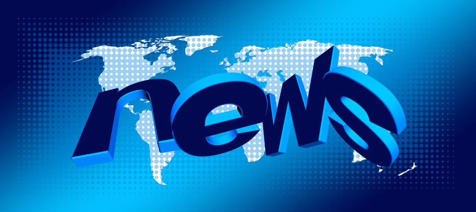 the word news with a world map in the background, a digital rendering, by Pamela Drew, pixabay, graffiti, infographics. logo. blue, kenneth copeland, avatar image, no gradients