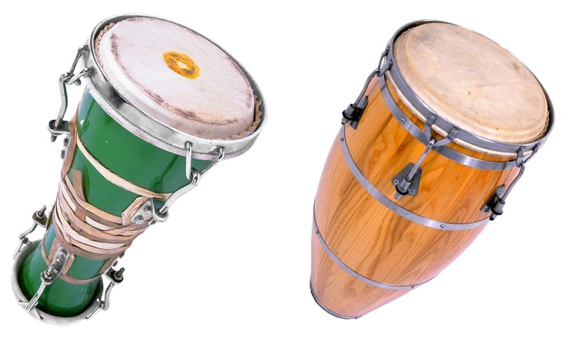 a couple of drums sitting next to each other, a digital rendering, by Juan O'Gorman, shutterstock, renaissance, top and side view, cuba, a green, a wooden