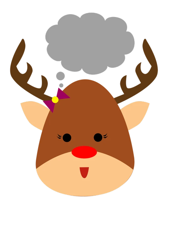 a reindeer with a thought bubble above his head, inspired by Rudolph F. Ingerle, discord profile picture, girl, background ( dark _ smokiness ), toddler