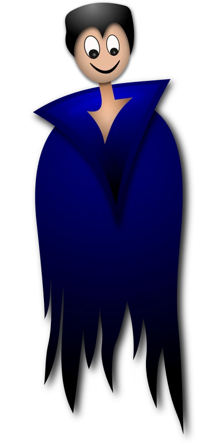a cartoon character dressed in a blue cloak, a digital painting, inspired by Tex Avery, tumblr, conceptual art, elegant dark blue dress, !!! very coherent!!! vector art, neck zoomed in, decolletage