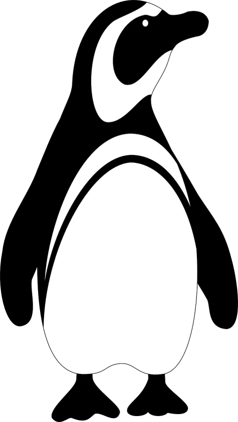 a white apple logo on a black background, a picture, pixabay, minimalism, penguin, back arched, posterized, mario testino