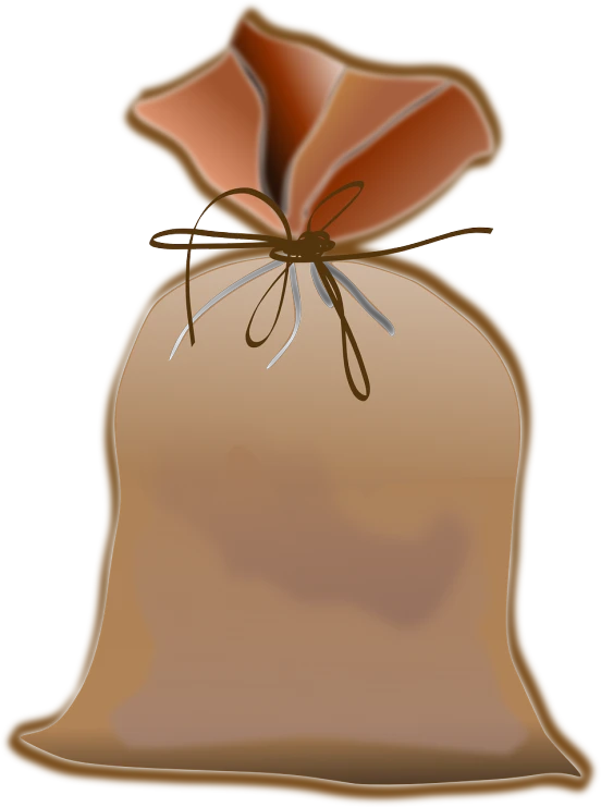 a bag of money with a bow tied to it, a digital rendering, inspired by Masamitsu Ōta, pixabay, worm brown theme, farmer, transparent background, rice