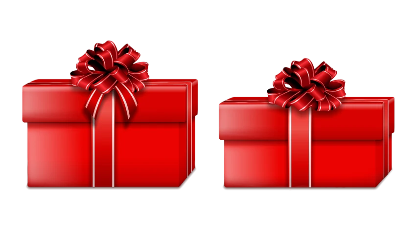 two red gift boxes with bows on a black background, pixabay, digital art, front and side view, various posed, header, case