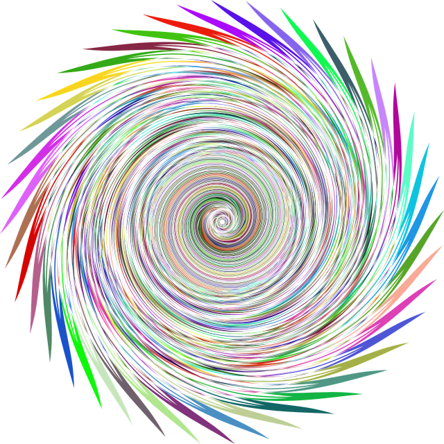 a colorful swirl on a black background, a digital rendering, inspired by Lorentz Frölich, whirlwind of tarot cards, in a circle, solid color background intricate, very colourful
