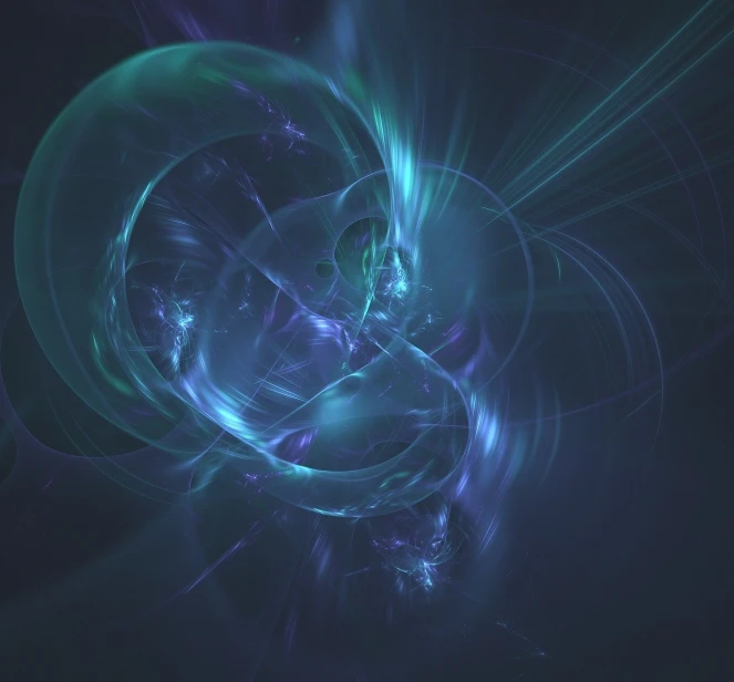 a computer generated image of a blue and green swirl, trending on cg society, digital art, radiant flares, shards and fractal of infinity, glowing thin wires, brandishing cosmic weapon