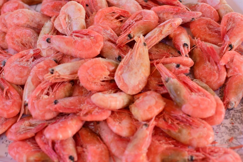 a pile of shrimp sitting on top of a table, hurufiyya, high quality product image”