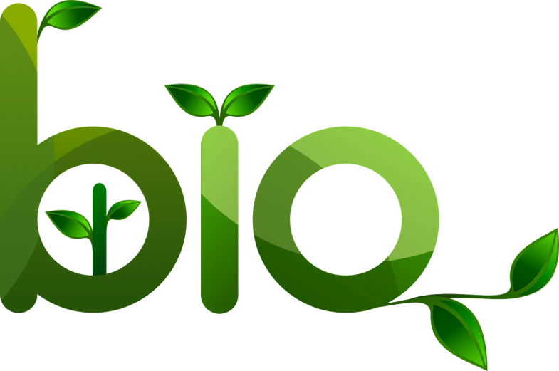 the word bio on a black background with green leaves, by Abidin Dino, deviantart, ecological art, radio, banner, back, iq 4