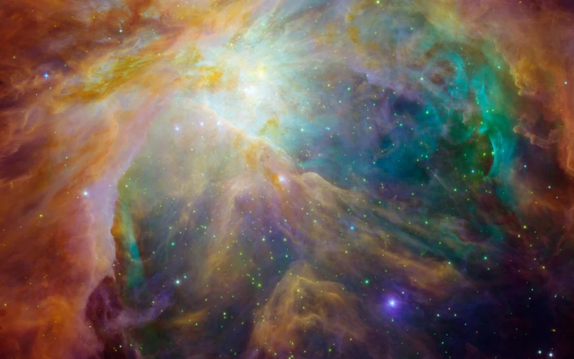 a close up of a star filled sky, by Brian Thomas, tendrils of colorful light, nasa photography, iridescent smoke, nebulous bouquets