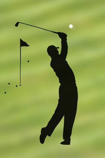 a silhouette of a person swinging a golf club, a digital rendering, inspired by Shirley Teed, pixabay, graphic detail, rectangle, 1 st winner, istock
