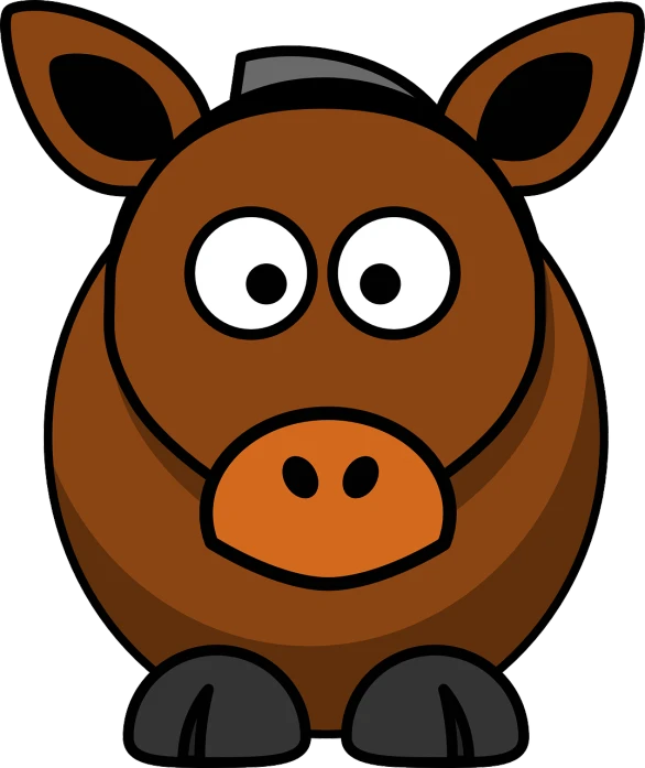 a brown cow with big eyes sitting down, a cartoon, pixabay, donkey, cartoonish vector style, horse on top, a high angle shot