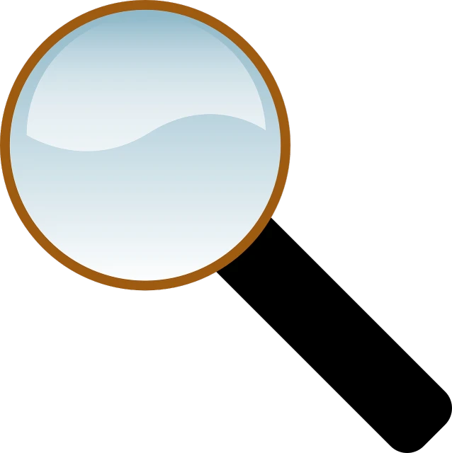 a close up of a mirror on a black background, an illustration of, magnifying glass, brown and cyan blue color scheme, illustration, clip art