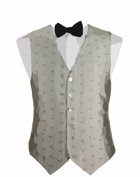 a vest and bow tie on a mannequin mannequin mannequin mannequin mannequin mannequin mannequin, vector art, inspired by Zvest Apollonio, bauhaus, cream colored blouse, subtle pattern, low polygons illustration, faded and dusty