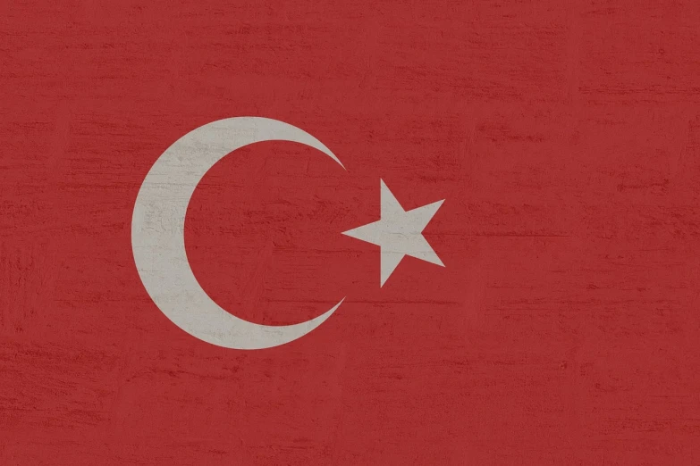 a red wall with a white star and a crescent on it, an illustration of, hurufiyya, wooden background, turkey, 1940s photo, flag