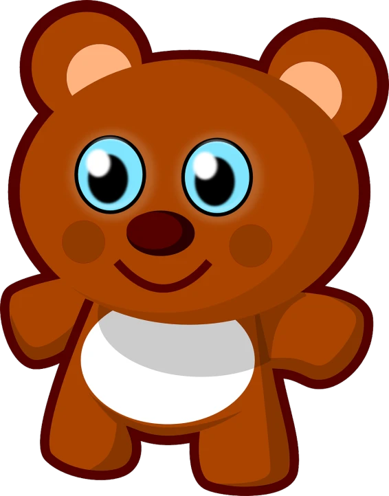 a brown teddy bear with big blue eyes, a digital rendering, mingei, free, animation character, ( brown skin ), children\'s illustration