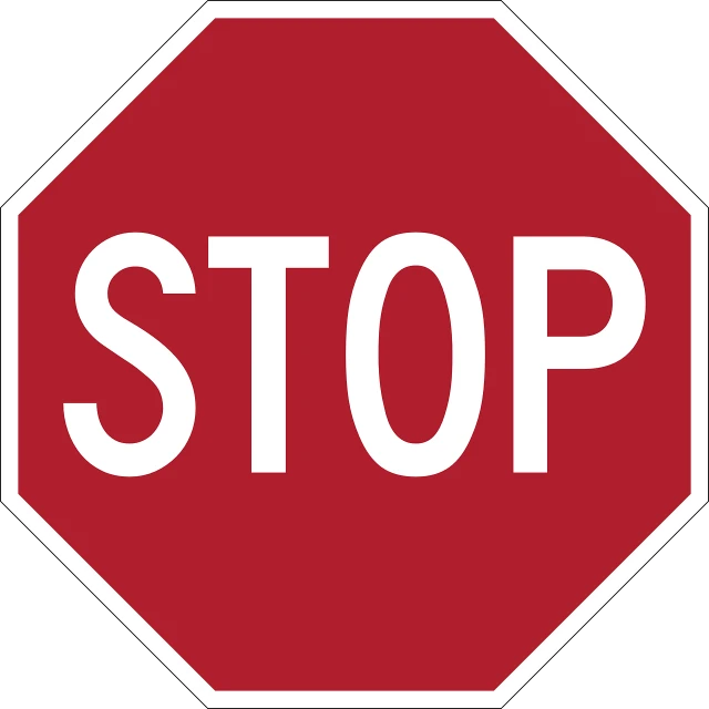 a close up of a stop sign on a white background, pixabay, bauhaus, maroon, modern”