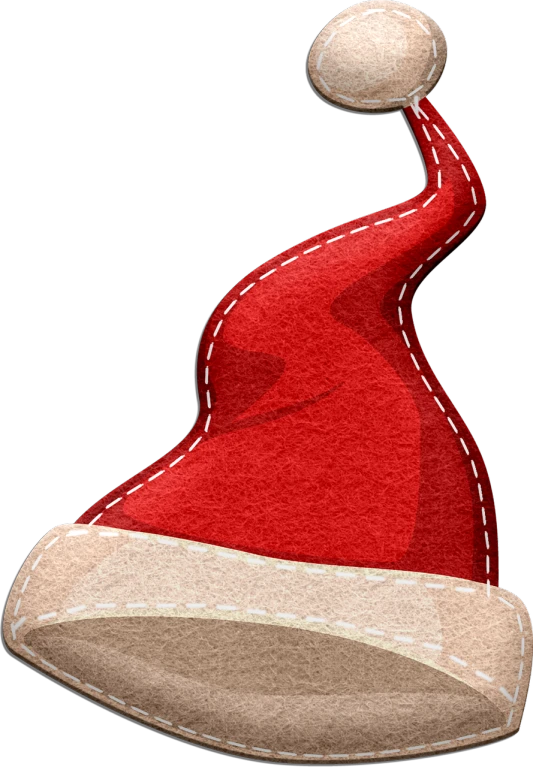 a close up of a santa hat on a black background, by Puru, digital art, avatar image, felt, cartoon image, high detail illustration