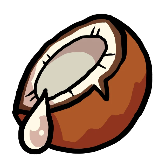 a coconut with a tear coming out of it, an illustration of, mingei, mushroom cap, full color illustration, high angle close up shot, illustration
