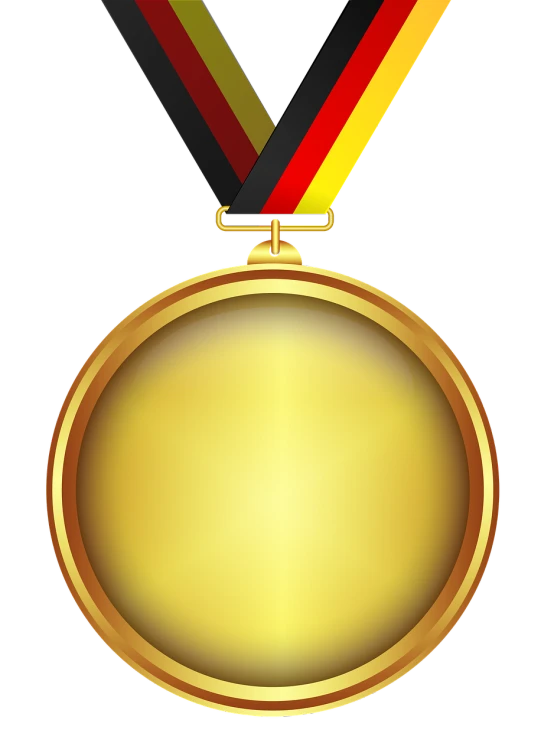 a gold medal with a ribbon around it, a digital rendering, by Dietmar Damerau, art deco, 1128x191 resolution, german chancellor, award winning on deviantart, black