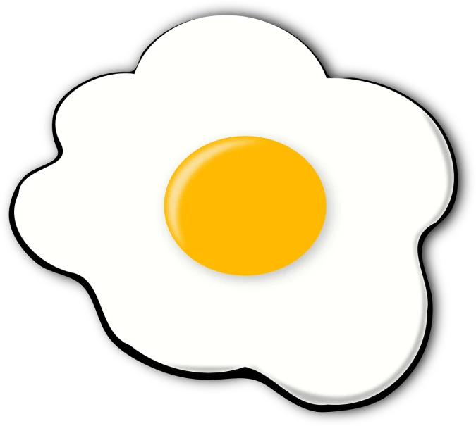 a fried egg in the shape of a flower, an illustration of, pixabay, bauhaus, an egg, on black background, rating: general, super realistic food picture