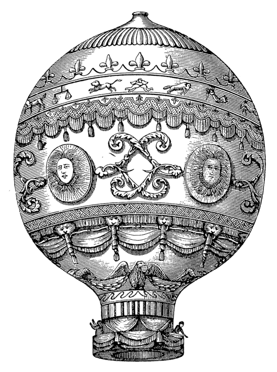 a black and white drawing of a hot air balloon, a digital rendering, by Andrei Kolkoutine, ascii art, highly ornate intricate detail, black backround. inkscape, detailed string text, dark!! intricate