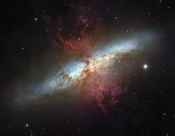 a close up of a galaxy with a star in the background, by Robert Crozier, flickr, space art, hubble image, rendered in corona, taken through a telescope, nubulae hubble