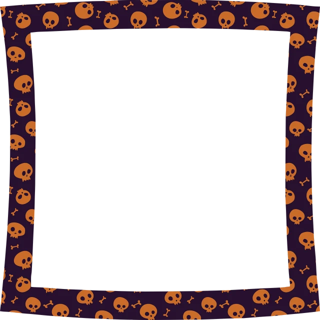 a frame with skulls and bones on it, deep purple and orange, blank, cute, darkness