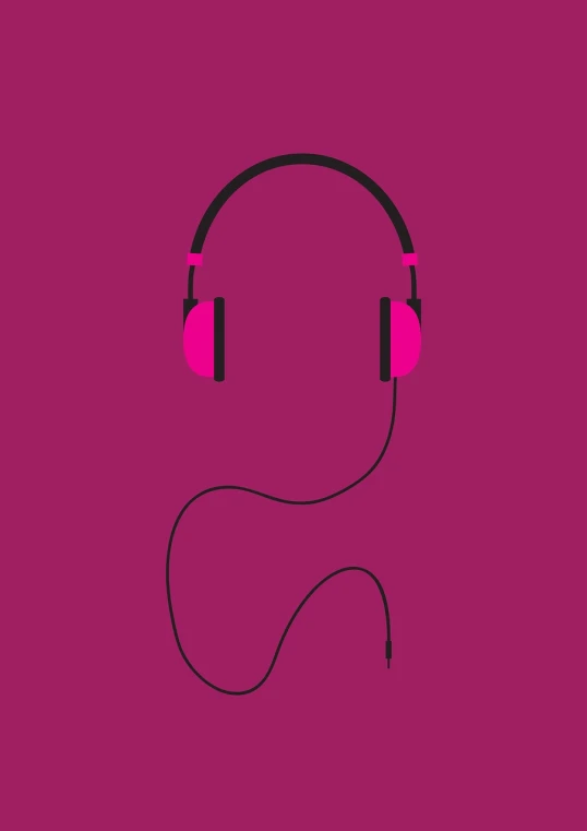 a pair of headphones connected to a cord, a cartoon, conceptual art, magenta colours, flat bold color, smooth feature, screen cap