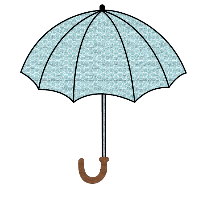 a blue umbrella with a brown handle, a digital rendering, inspired by Masamitsu Ōta, sprite sheet, mary poppins, colored screentone, uncrop