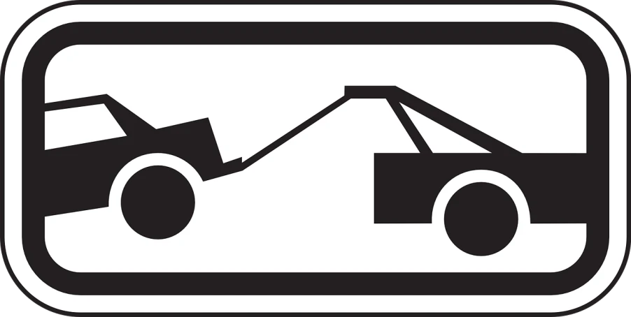 a black and white picture of a tow truck, a cartoon, by Konrad Krzyżanowski, pixabay, traffic signs, use of negative space allowed, convertible, sweeping