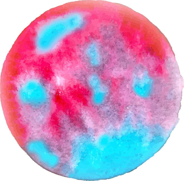 a close up of a pink and blue object, a digital painting, flickr, full red moon, thermography, above view, cutie mark