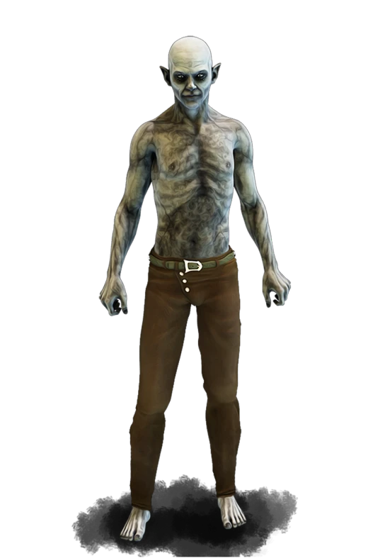 a close up of a person wearing a costume, inspired by Rajmund Kanelba, digital art, tall emaciated man wolf hybrid, full body render, innsmouth ocean - dwellers, ingame image