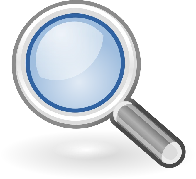 a magnifying glass sitting on top of a table, an illustration of, pixabay, cloisonnism, sharp focus illustration, icon, high-res, computer generated