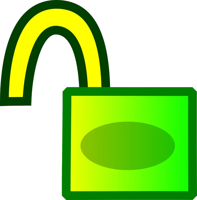 a green padlock with a yellow handle, by Robert Richenburg, computer art, homestuck, floor, icon, [ colourful