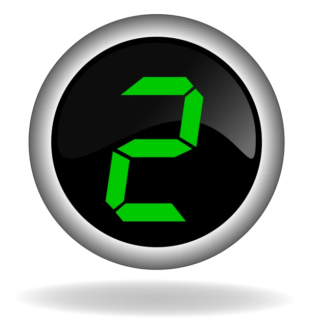 a green digital clock on a black background, digital art, cute:2, two arms, icon, round