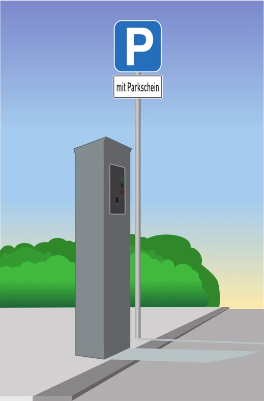 a parking meter sitting on the side of a road, an illustration of, inspired by Anton Räderscheidt, purism, wikihow illustration, berlin park, rectangular, switch