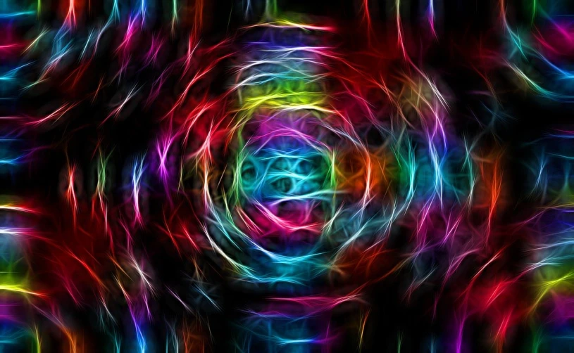 a computer generated image of a multicolored spiral, digital art, generative art, arcs of fiery neon light, colorfully ominous background, full of colour 8-w 1024, roses made of colorful smoke