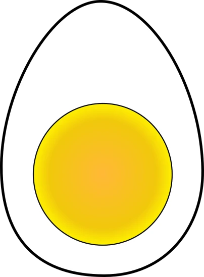 a fried egg sitting on top of a white plate, a screenshot, inspired by Masamitsu Ōta, pixabay, sōsaku hanga, black. yellow, illuminated, cone shaped, no gradients