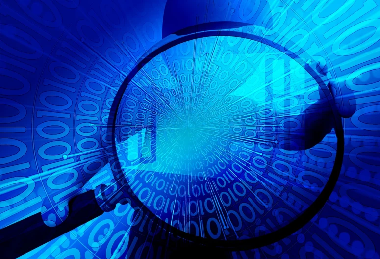 a magnifying glass sitting on top of a table, a digital rendering, digital art, hacking into the mainframe, istockphoto, pc screen image, low res