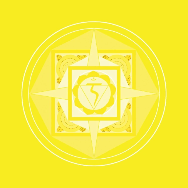 the symbol of the chakrai chakrai, an illustration of, by Hiromu Arakawa, sots art, yellow background beam, key is on the center of image, square, full color illustration