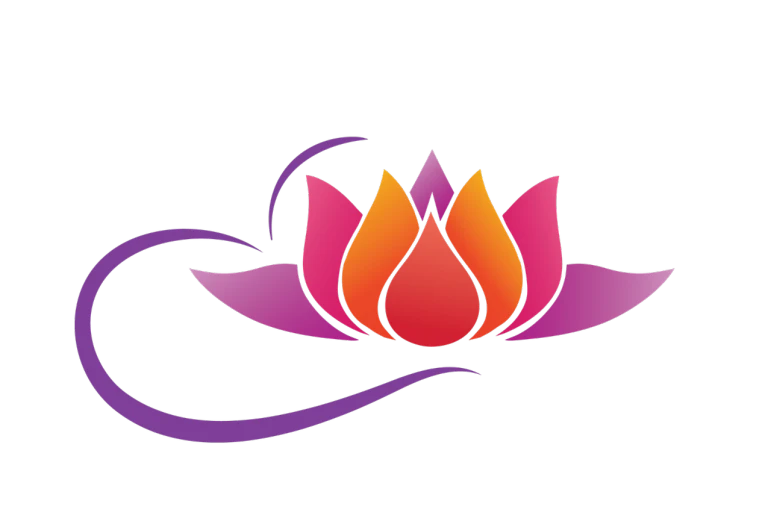 a purple and orange flower on a black background, inspired by Shūbun Tenshō, business logo, pink lotus queen, paradise garden massage, profile pic