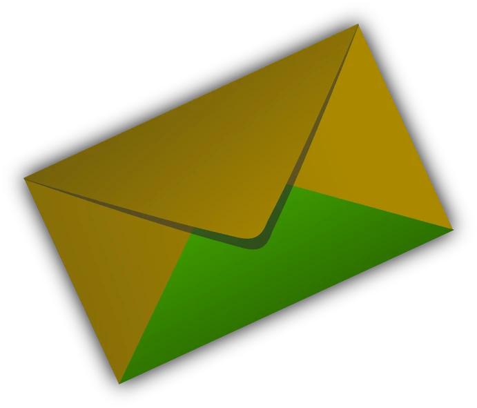 a yellow and green envelope on a white background, a digital rendering, pixabay, computer art, ( brown skin ), icon, messages, & a dark