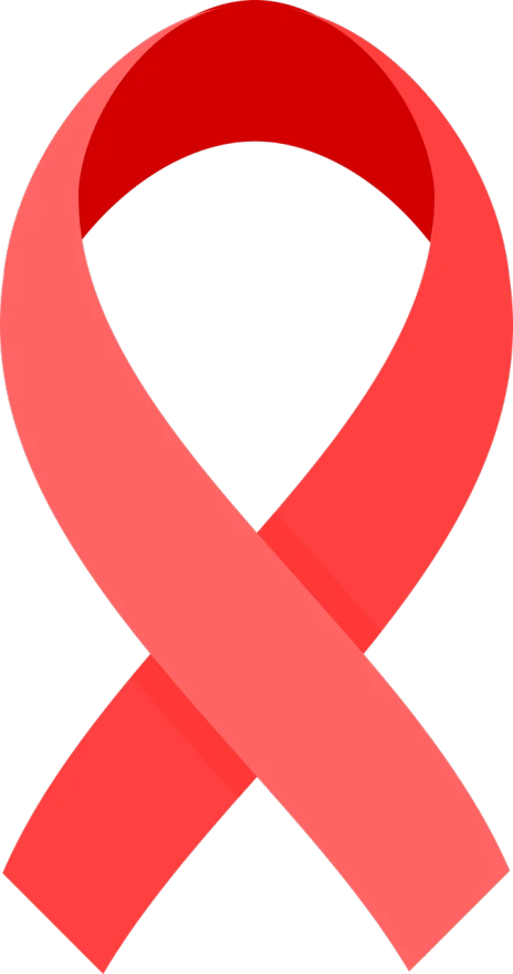 a red ribbon on a black background, a screenshot, pixabay, pink iconic character, disease, ( ( illustration, red cross