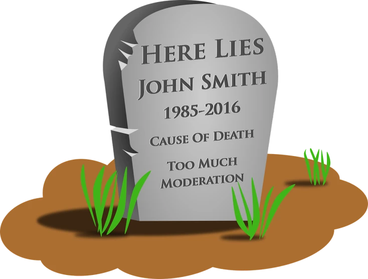 a tombstone with grass growing out of it, a cartoon, inspired by Jeffrey Smith, made with photoshop, in 2 0 1 5, mouth wired shut, remembering his life