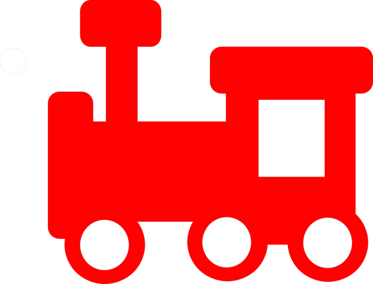 a red toy train on a black background, inspired by João Artur da Silva, figuration libre, clipart icon, red and white and black colors, boxcar on the railroad, 4yr old
